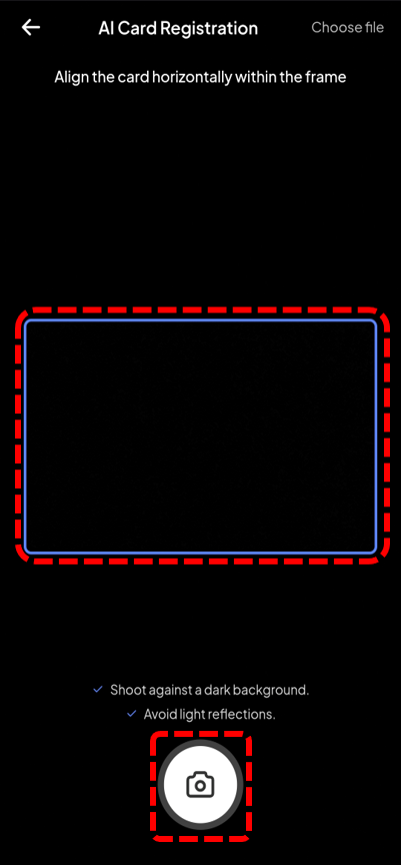 Line the card up with the frame