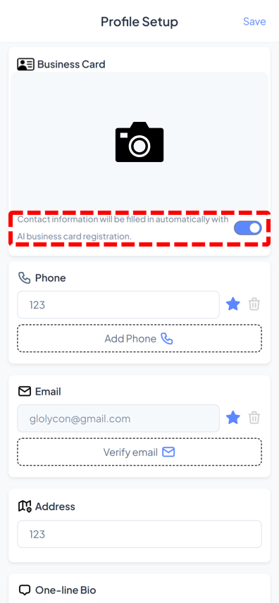 Filled into your contacts automatically