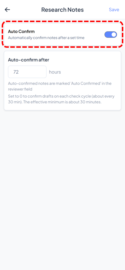 Automatic finalization settings